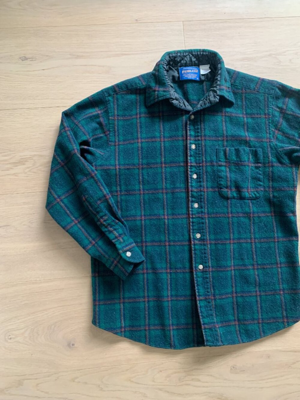 Pendleton Vintage Plaid Wool Shirt Womens Button Up S Green Blue Western Outdoor - Picture 5 of 14